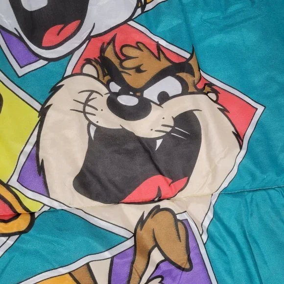 Vintage 90s Warner Bros Looney Tunes Sleeping Bag 1993 Bugs Taz Daffy Yosemite - Picture 10 of 15